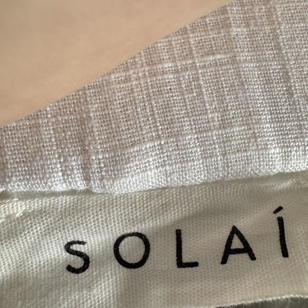 Solai  Linen/Polyester  Ivory White Pants Wide Leg Summer Beach Loose Fit Sz S - Picture 11 of 15